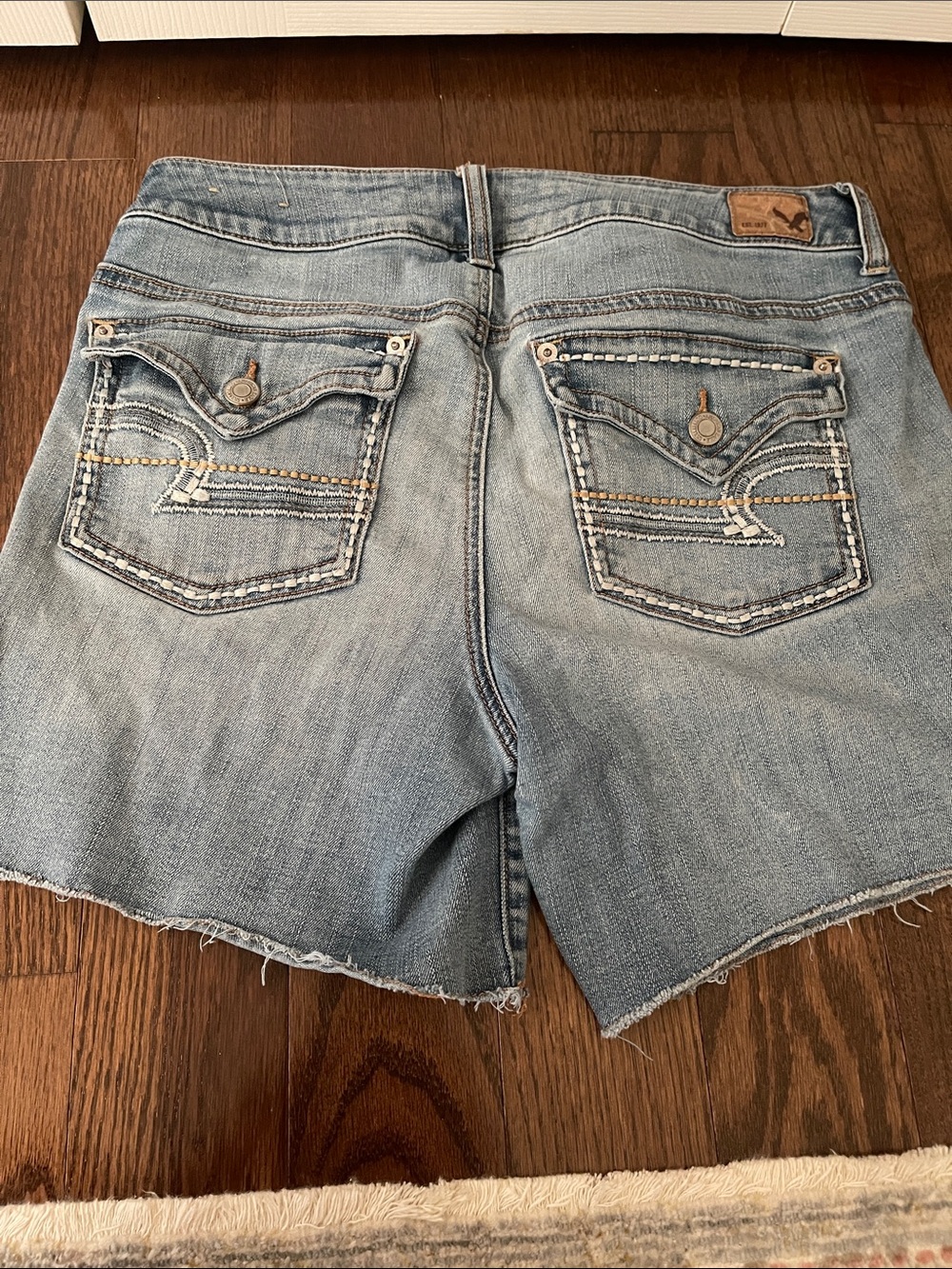 American Eagle Outfitters Light Blue Distressed Denim Shorts